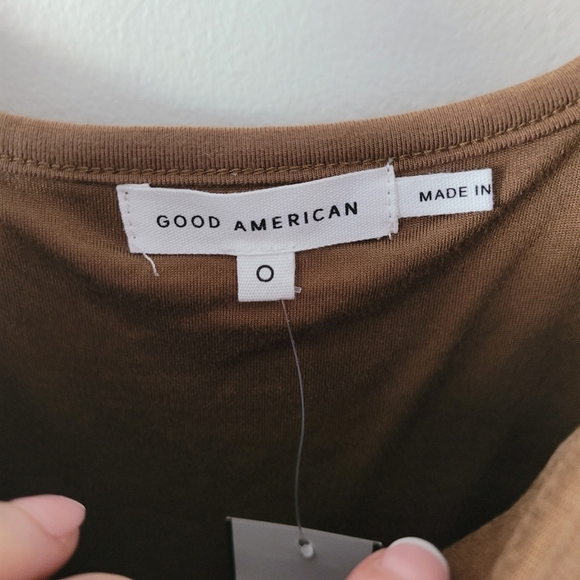 Good American NWT Scoop Neck Fitted Midi Dress Brown Size 0 - Picture 6 of 8